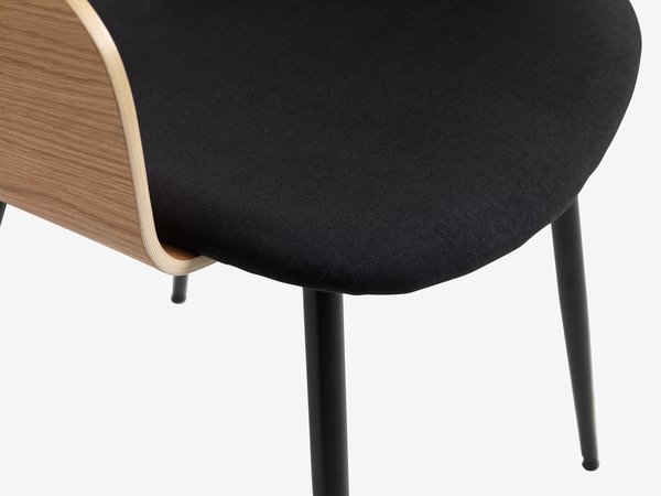 Silla de comedor HVIDOVRE roble/tela negro