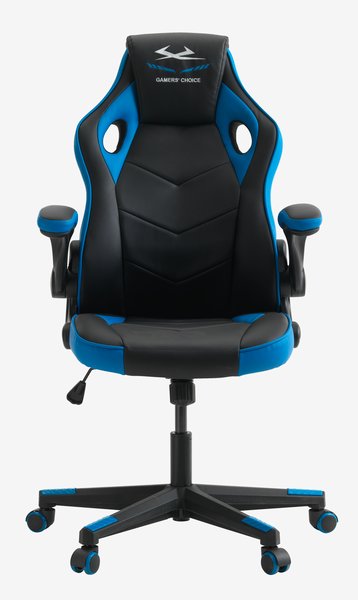 Геймърски стол VOJENS черна/синя изкуствена кожа/мрежа
