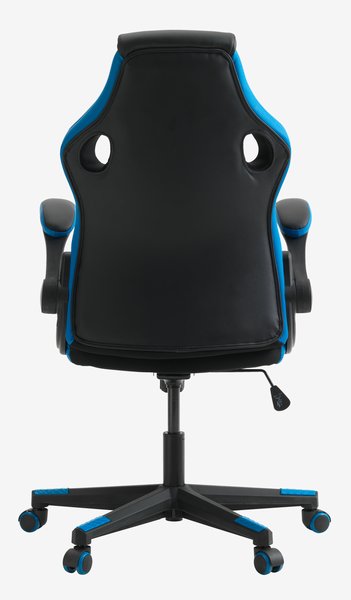 Chaise gaming VOJENS simili cuir noir/bleu /maille
