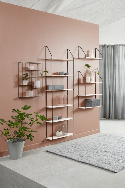 Wall shelf HEJLSMINDE 3 shelves black/natural