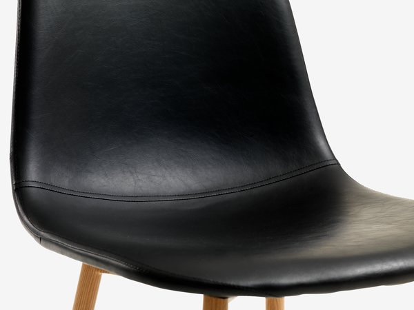 Spisestol JONSTRUP svart imitert skinn/eikefarget