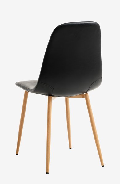 Silla de comedor JONSTRUP polipiel negro/color roble