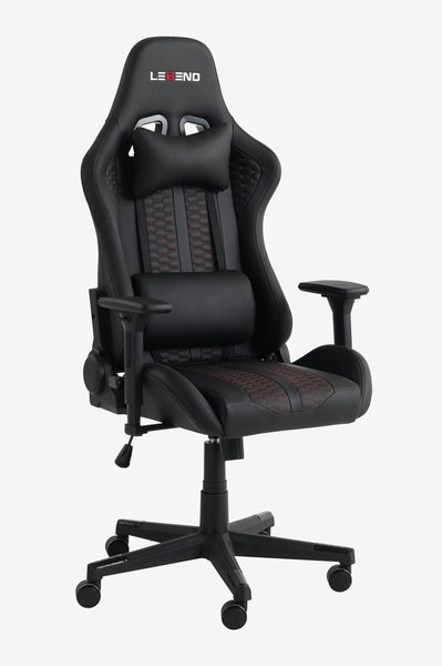 Gamer-stol NIBE sort kunstlæder/rød
