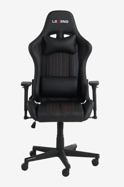 Gamer-stol NIBE sort kunstlæder/rød