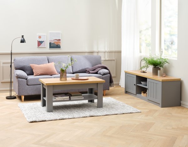 TV-meubel MARKSKEL grijs/eiken