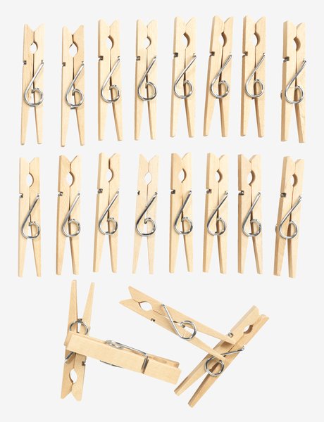 Clothes pegs WILLHEM wood pack of 20