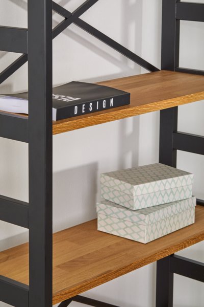 Étagère INTRUP 6 tablettes larges noir/chêne