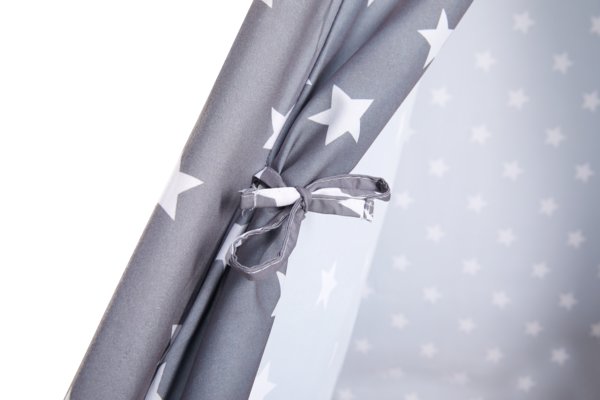 PaLulli Tenda Da Gioco Per Bambini Tipi Con Sistema Anti-Collasso – In Cotone, Con Finestra E 2 Cuscini, Stelle Grigie