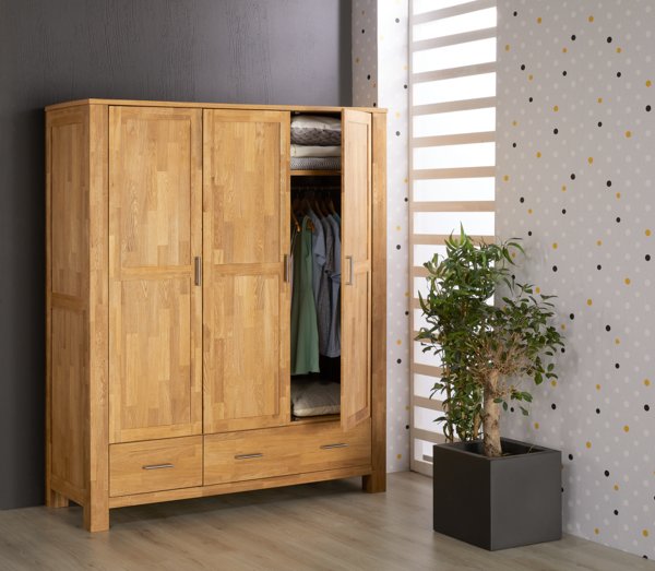 Armadio OLDE 168x200 cm 3 ante 2 cassetti rovere