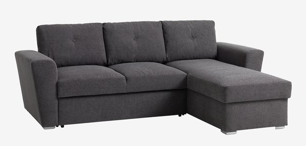 Разтегателен диван с разширение VEJLBY тъмносив текстил