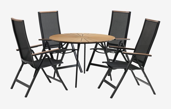 RANGSTRUP Ø110 τραπέζι φυσικό/μαύρο + 4 BREDSTEN καρέκλες