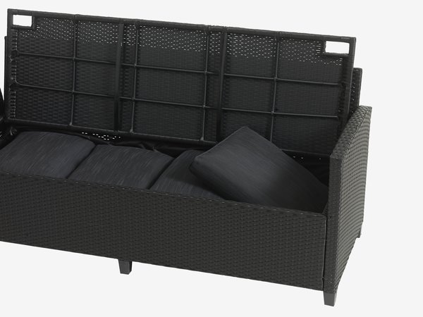 Set lounge ULLEHUSE 9 posti con vano contenitore nero