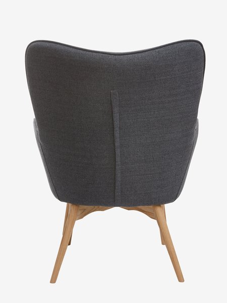 Fauteuil SKALBORG met voetenbank donkergrijze stof/eiken