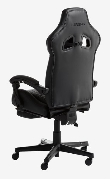 Chaise gaming HALLUM a/support pour jambes similicuir noir