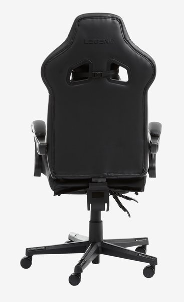 Gamer-stol HALLUM med benstøtte sort kunstlæder
