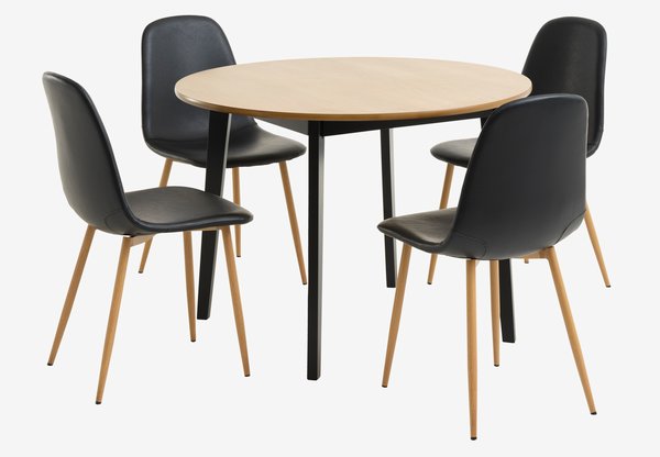 JEGIND D105 table oak/black + 4 JONSTRUP black/oak chair