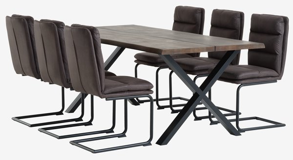 Spisebordsstol ULSTRUP antracitgråt stof/sort