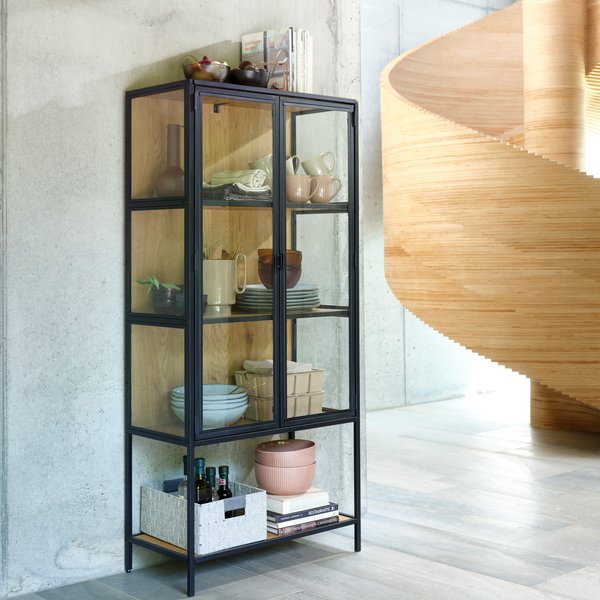 Display cabinet TRAPPEDAL oak/black