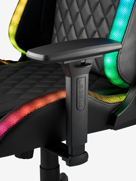 Gaming chair RANUM with LED black faux leather
