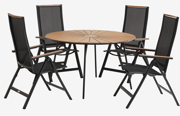 RANGSTRUP Ø130 τραπέζι φυσικό/μαύρο + 4 BREDSTEN καρέκλες