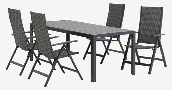 PINDSTRUP 205 masă + 4 UGLEV scaun gri