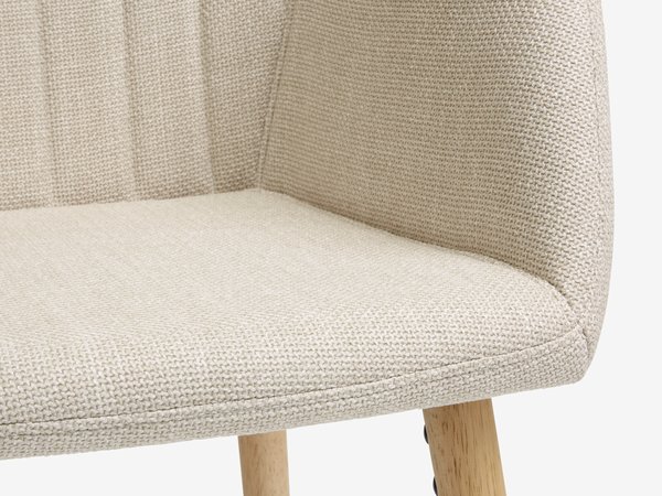 Dining chair ADSLEV beige fabric/oak color