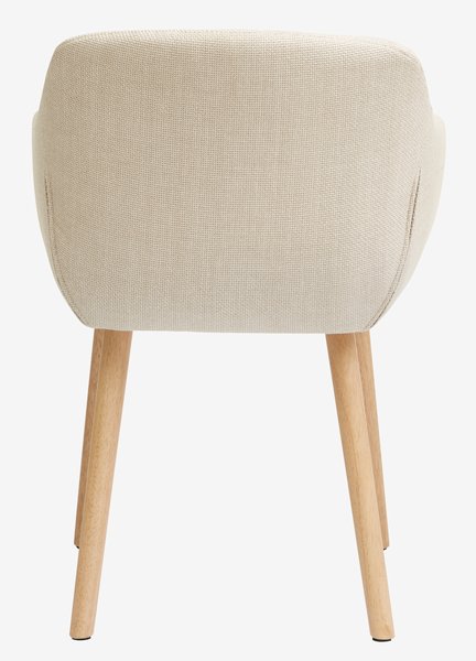 Dining chair ADSLEV beige fabric/oak color