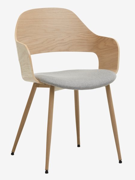 Dining chair HVIDOVRE light oak/light grey fabric