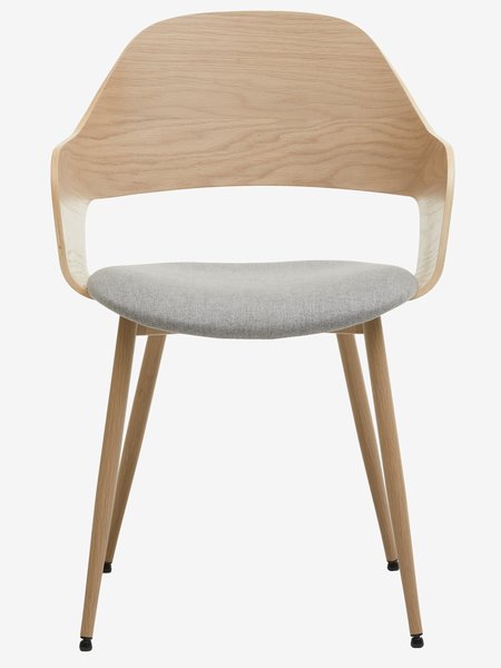 Dining chair HVIDOVRE light oak/light grey fabric