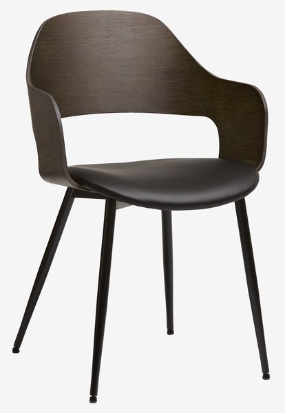 Cadeira de jantar HVIDOVRE carvalho escuro/preto