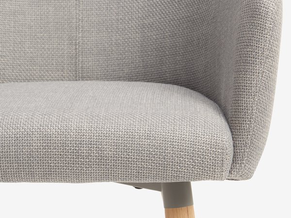 Silla de comedor KLOSTER tela gris claro/roble