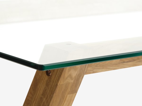 Barový stolek AGERBY 70x120 sklo/dub