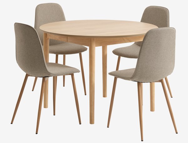 MARSTRAND D110 table oak + 4 BISTRUP chairs sand