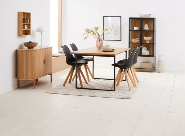 Display cabinet TRAPPEDAL oak/black | JYSK