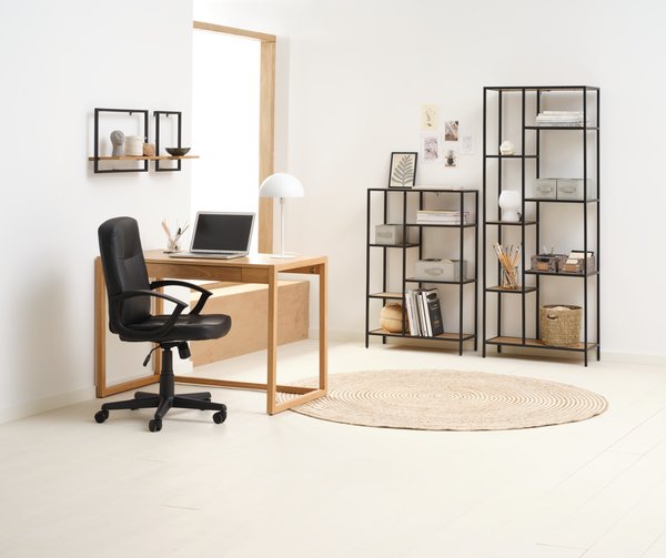 Shelving unit TRAPPEDAL 5 shel.oak/black