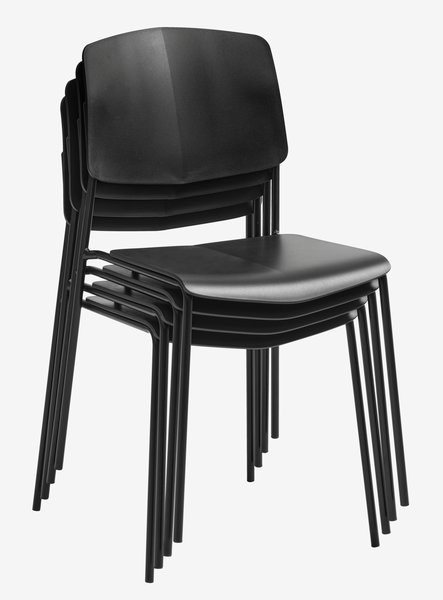 Cadeira de jantar STABY empilhável preto