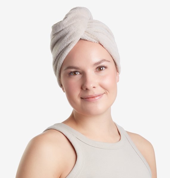 Turban pour cheveux SYA polyester recyclé 2 pièces beige