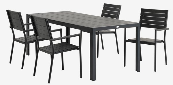 MADERUP Μ205 τραπέζι + 4 PADHOLM καρέκλες μαύρο