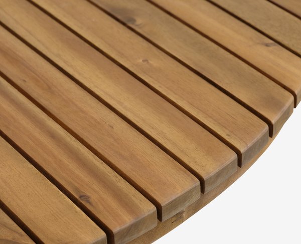 HOLTE Ø120 masă lemn es tare + 4 ILDERHUSE scaun natur