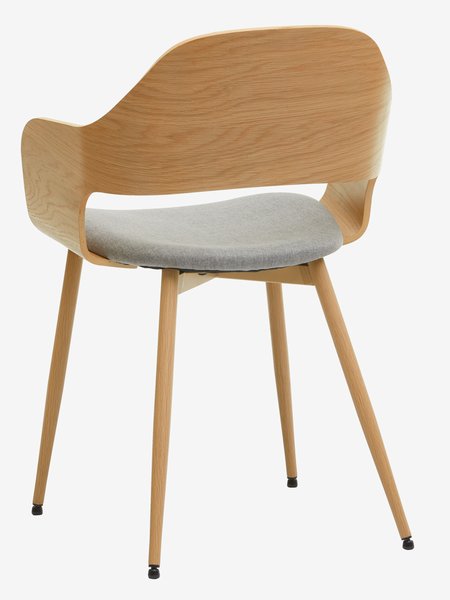 Dining chair HVIDOVRE light oak/light grey fabric