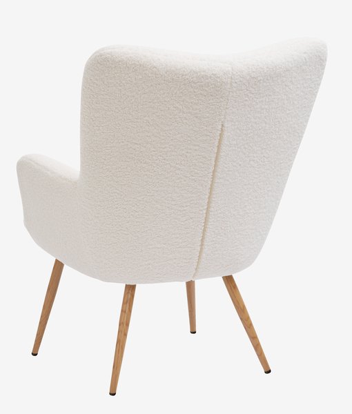 Кресло HUNDESTED светлокремав текстил/цвят дъб