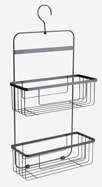 Shelf NACKA with multi hanging hooks black