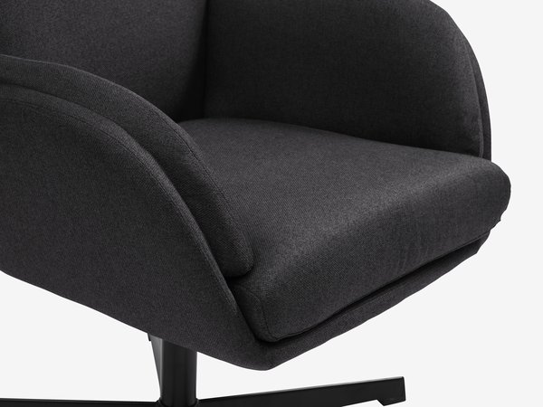 Armchair w/footstool TANKEDAL dark grey fabric