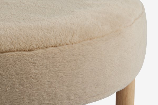 Pouf RAMSDAL Ø70 tissu beige/couleur chêne