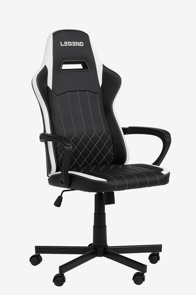 Silla gaming LERBJERG polipiel negro/blanco