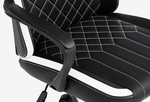 Cadeira gaming LERBJERG preto/pele sintética branco