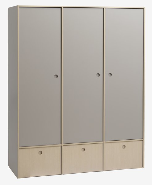 Kleiderschrank ANNISSE 160x200 3 Türen grau/natur