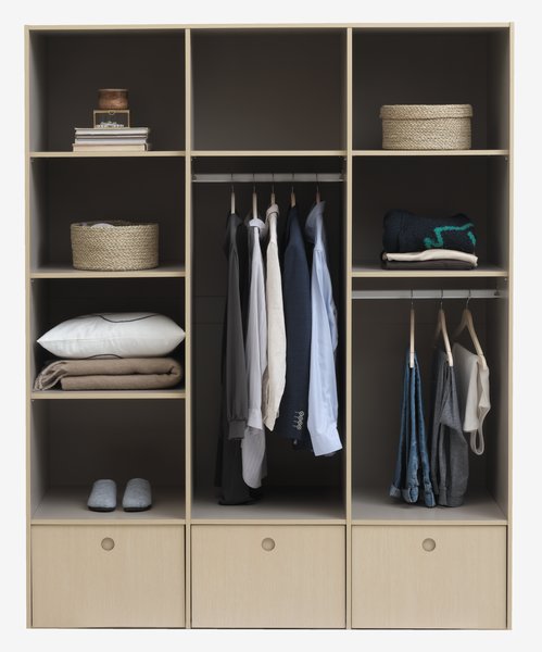 Wardrobe ANNISSE 160x200 3 doors grey/natural