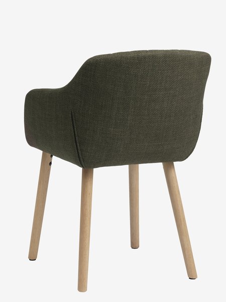 Dining chair ADSLEV olive green fabric/oak colour