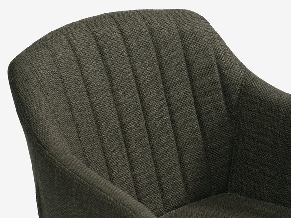 Dining chair ADSLEV olive green fabric/oak colour